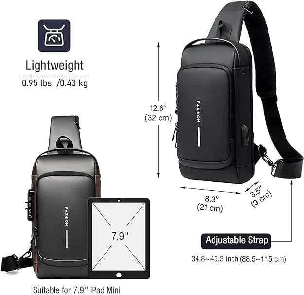 Multifunction Anti Theft USB Shoulder Sling Bag