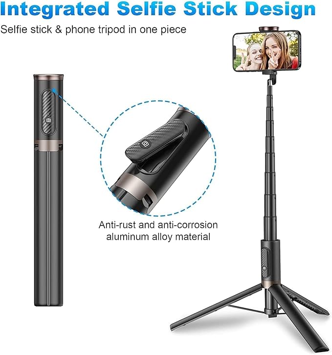 152cm Phone Selfie Stick Tripod, All-in-1 Tripod with Wireless Remote for 4"-7" Phone