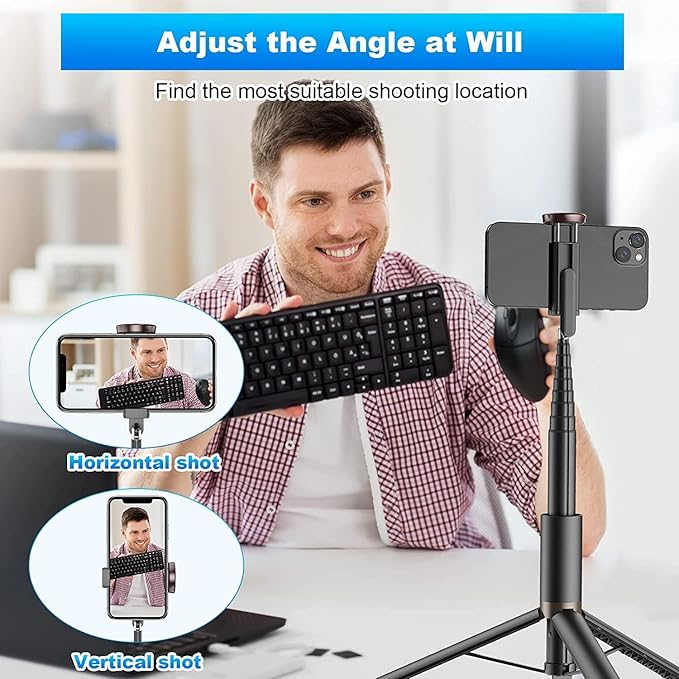 152cm Phone Selfie Stick Tripod, All-in-1 Tripod with Wireless Remote for 4"-7" Phone