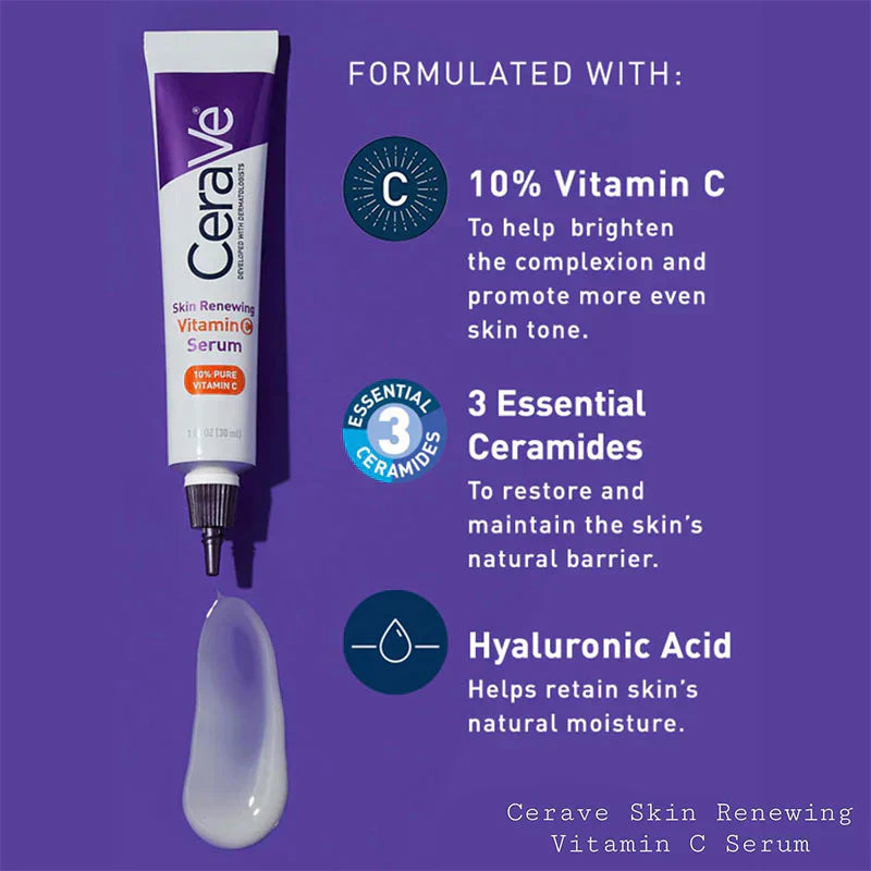 CeraVe Vitamin C Serum with Hyaluronic Acid | Skin Brightening Serum for Face with 10% Pure Vitamin C